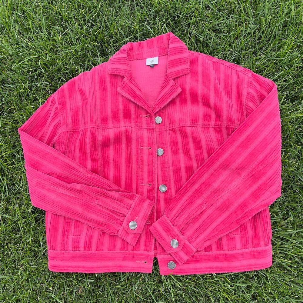 CAbi Women's Pink Corduroy Button Front Jacket Size M